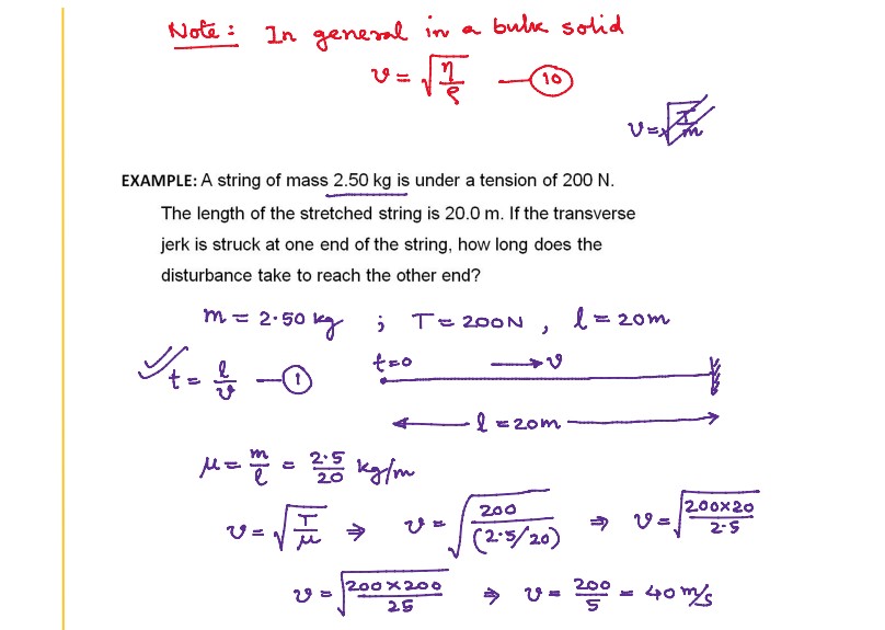 Numerical Problems on Speed of Transverse Waves.