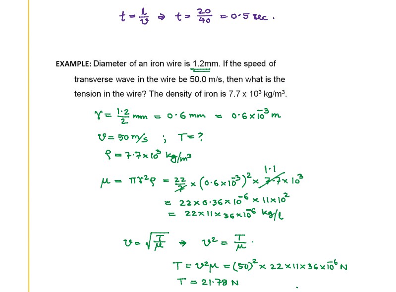 Numerical Problems on Speed of Transverse Waves.